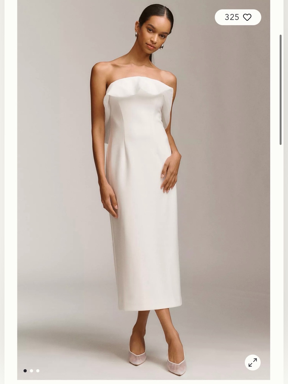 BHLDN Strapless White Midi Dress